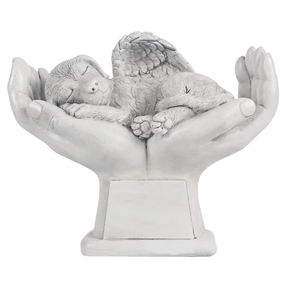 Dog Pet Grave Marker Angel Statue In God's Hands Pet Headstone
