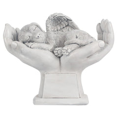 Dog Pet Grave Marker Angel Statue In God's Hands Pet Headstone