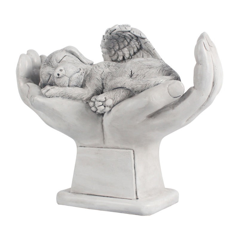 Dog Pet Grave Marker Angel Statue In God's Hands Pet Headstone