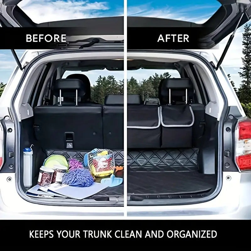 Car Trunk Hanging Organizer Backseat Storage Bag 4 Pockets 3 Straps Foldable