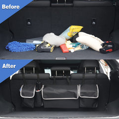Car Trunk Hanging Organizer Backseat Storage Bag 4 Pockets 3 Straps Foldable