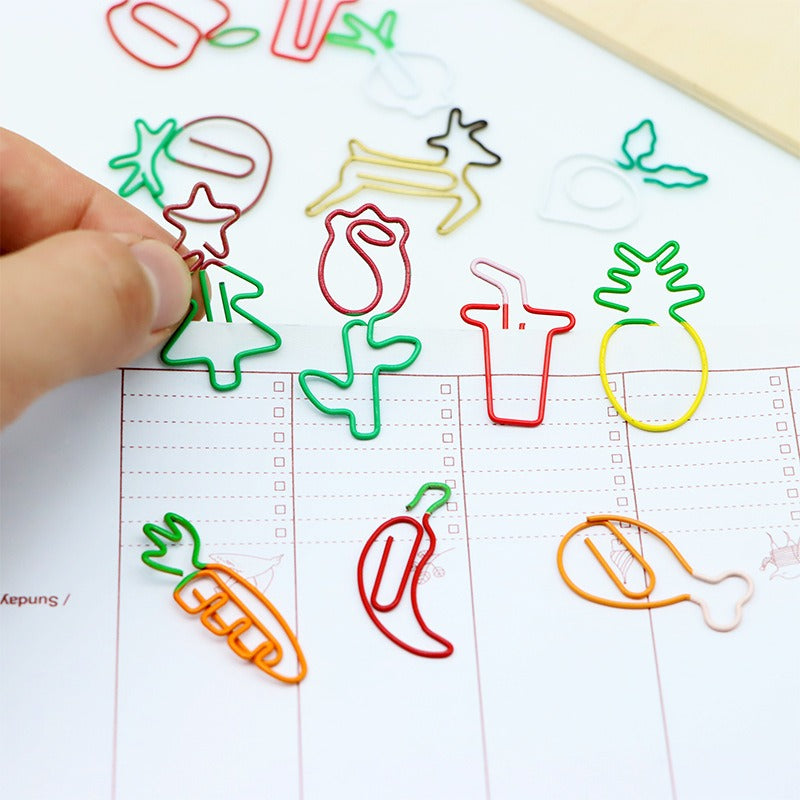 Cartoon Carrot Paperclip Fruit Bookmark Set