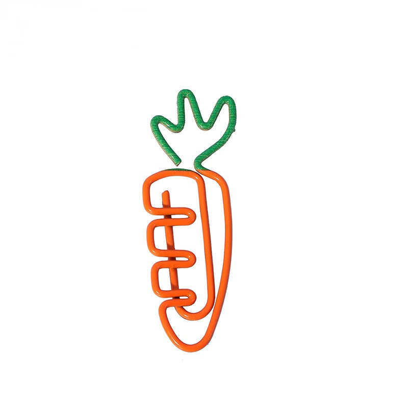 Cartoon Carrot Paperclip Fruit Bookmark Set