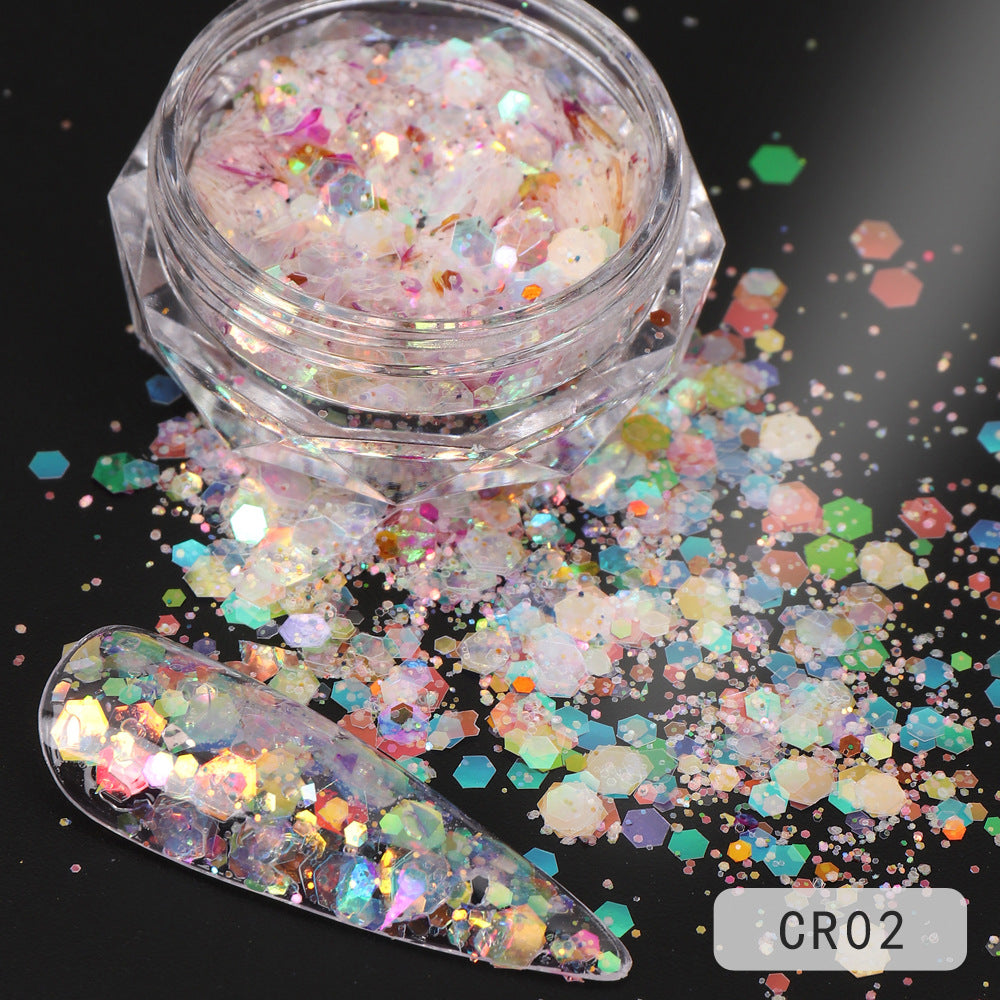 Iridescent Nail Glitter Flakes for DIY Nail Art