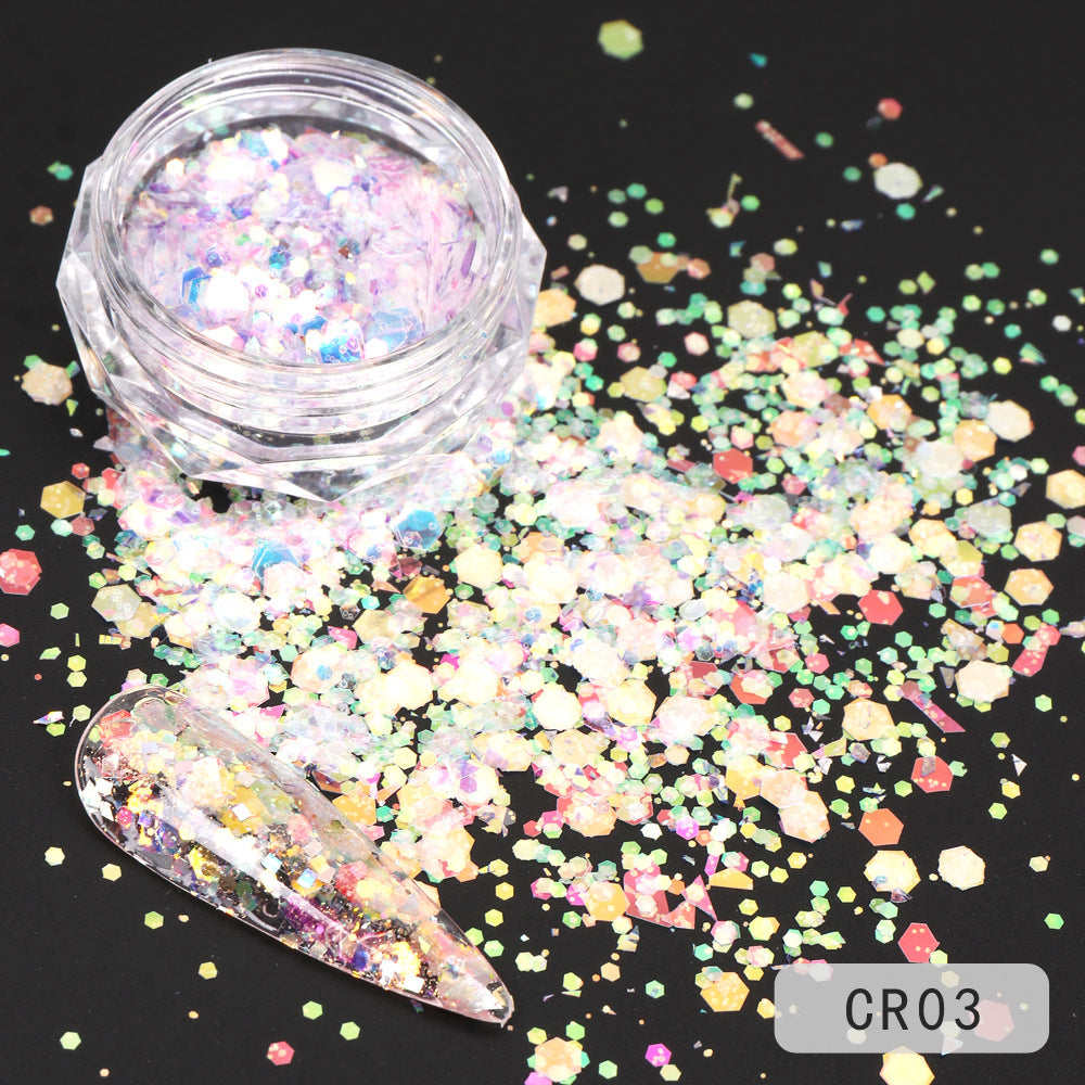 Iridescent Nail Glitter Flakes for DIY Nail Art