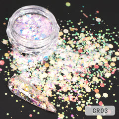 Iridescent Nail Glitter Flakes for DIY Nail Art