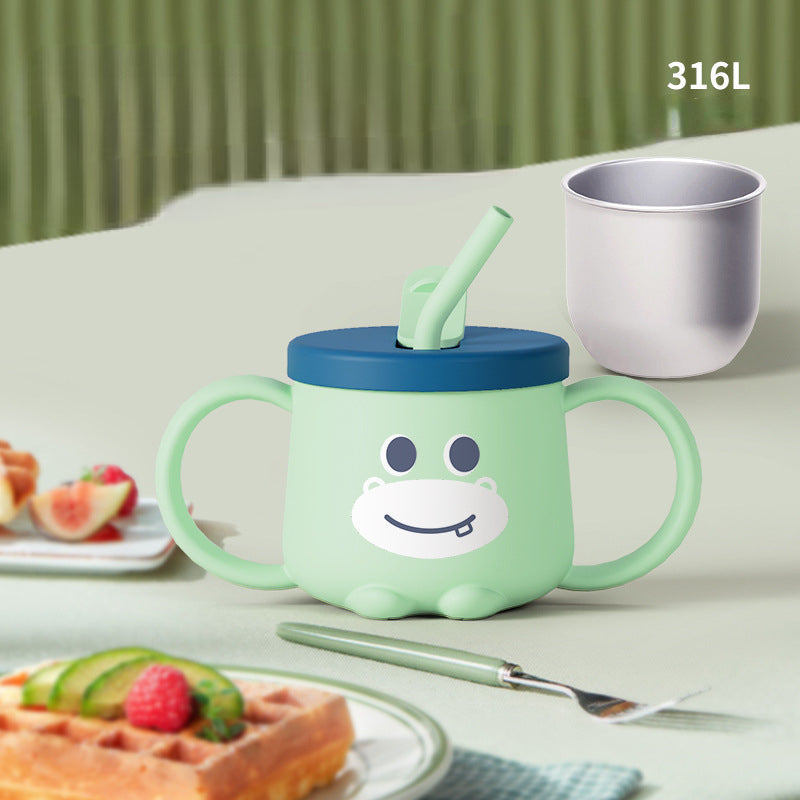 250ml Kids Stainless Steel Water Cup with Straw