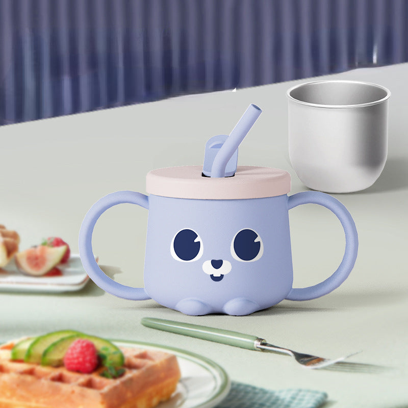 250ml Kids Stainless Steel Water Cup with Straw