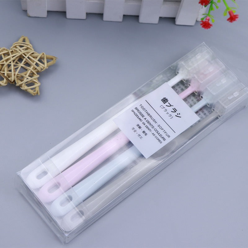 4pcs Bamboo Charcoal Thin Soft Toothbrush Adults Household Portable Travel