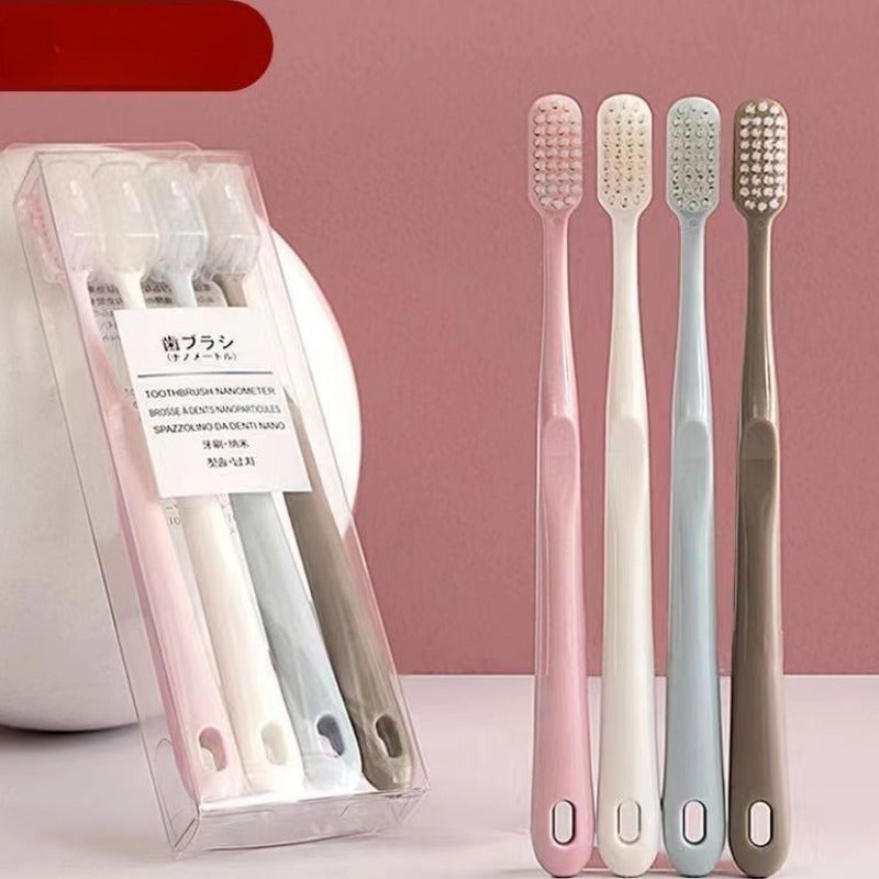 4pcs Bamboo Charcoal Thin Soft Toothbrush Adults Household Portable Travel