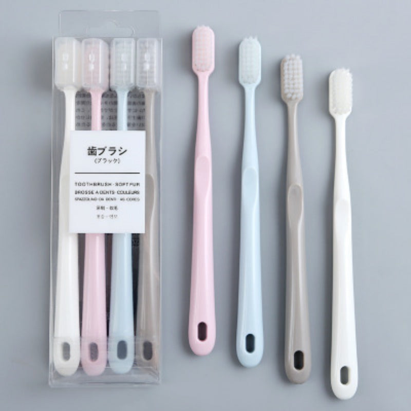 4pcs Bamboo Charcoal Thin Soft Toothbrush Adults Household Portable Travel