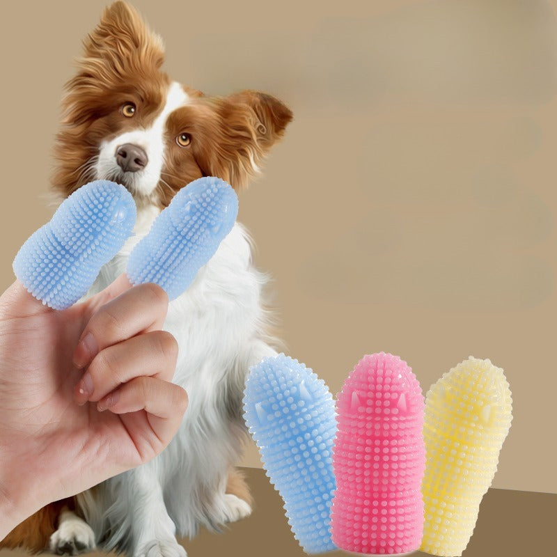 2pcs Pet Finger Toothbrush Dog Cat Teeth Cleaning TPR Material Cover