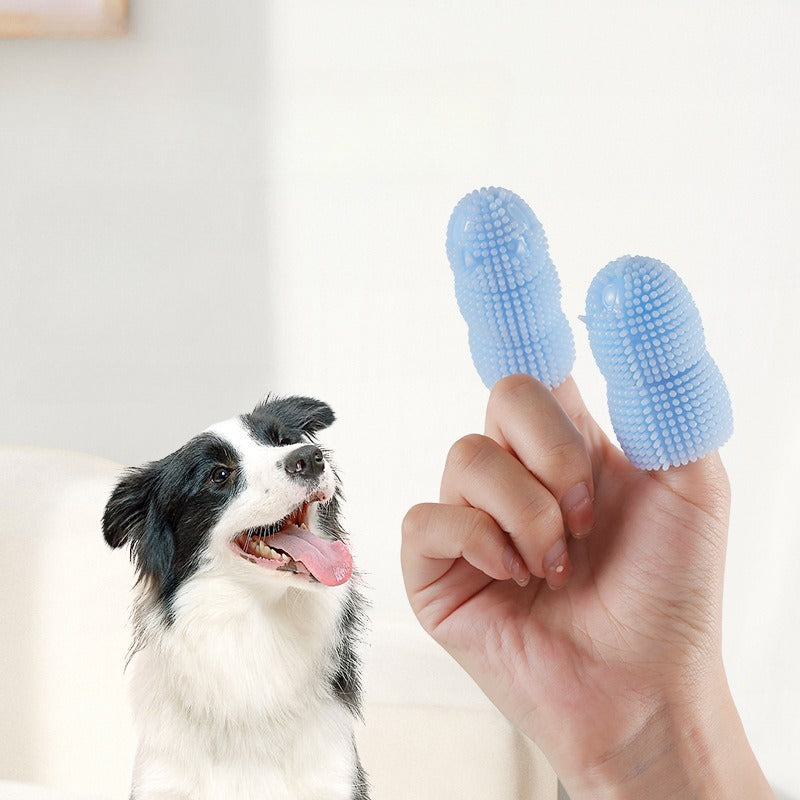 2pcs Pet Finger Toothbrush Dog Cat Teeth Cleaning TPR Material Cover