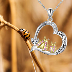 Ladybug Heart Pendant Necklace Gift for Girls Birthday Christmas