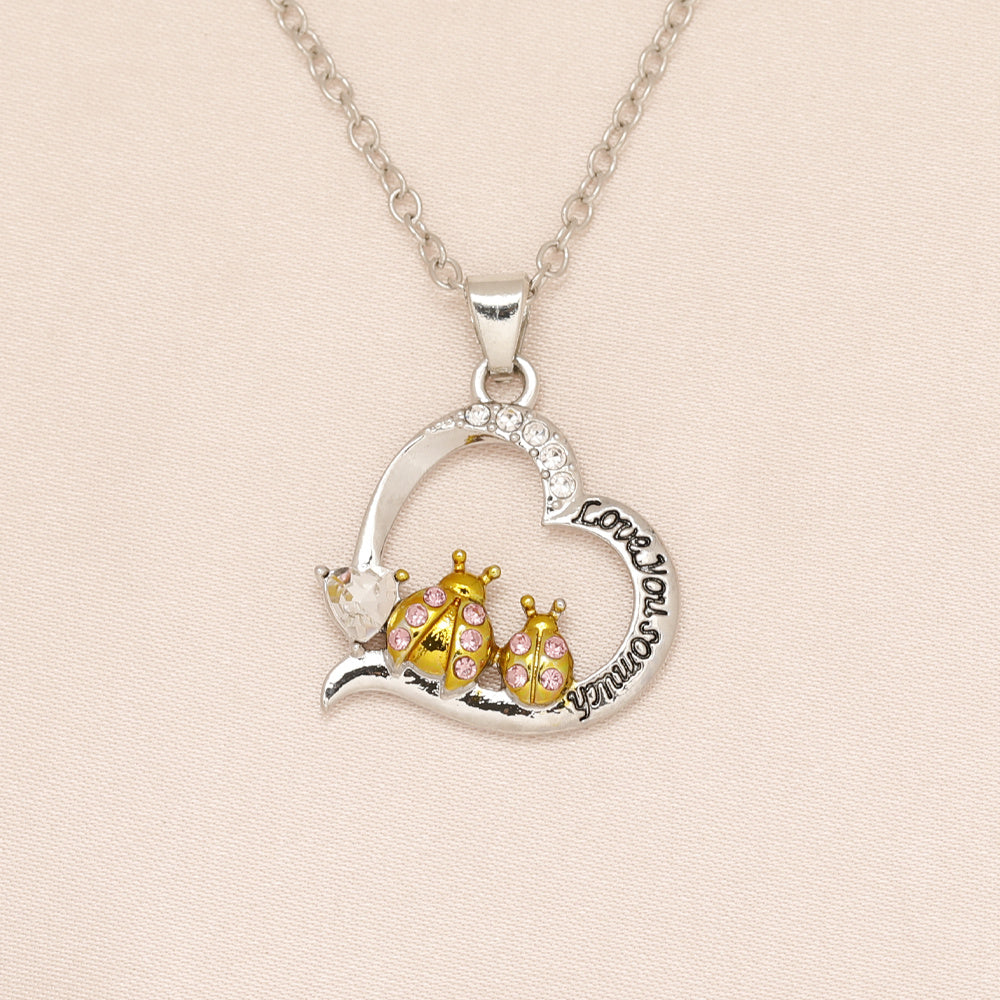 Ladybug Heart Pendant Necklace Gift for Girls Birthday Christmas