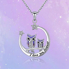 Purple Owl Moon Pendant Necklace For Women Girls Birthday Christmas Gift