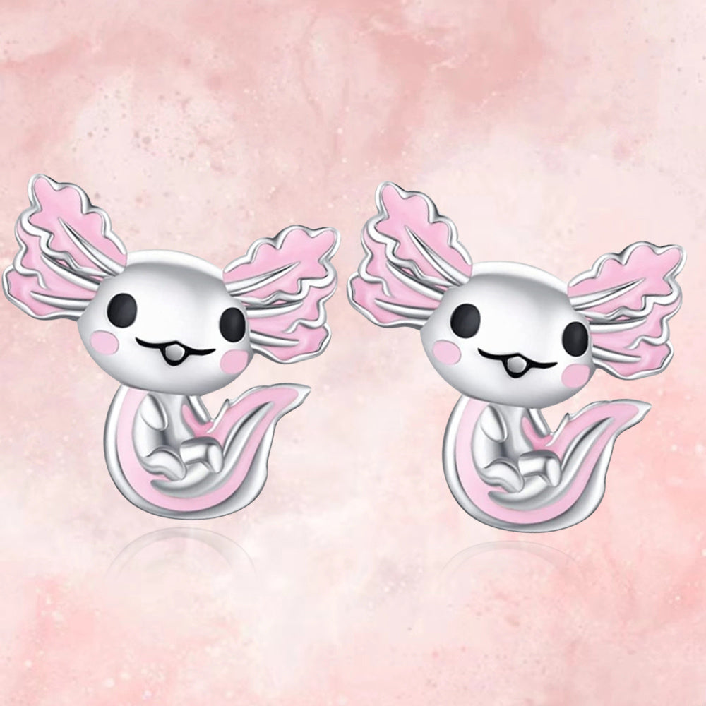 Pink Axolotl Stud Earrings Gift For Women Girls