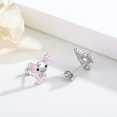 Pink Axolotl Stud Earrings Gift For Women Girls