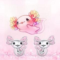 Pink Axolotl Stud Earrings Gift For Women Girls