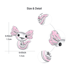 Pink Axolotl Stud Earrings Gift For Women Girls