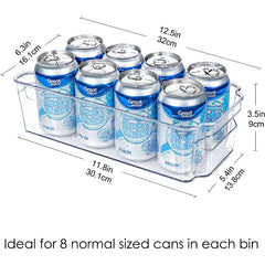 2pcs Refrigerator Organizer Bins Clear Plastic Bins With Handle