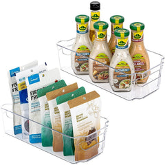 2pcs Refrigerator Organizer Bins Clear Plastic Bins With Handle