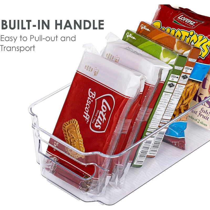 2pcs Refrigerator Organizer Bins Clear Plastic Bins With Handle