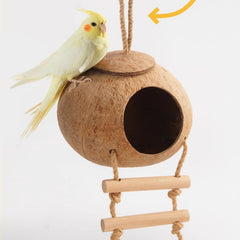 Coconut Bird Nest Hut Hanging House Shelter Nest With Ladder