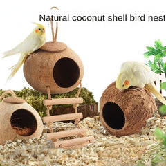 Coconut Bird Nest Hut Hanging House Shelter Nest With Ladder