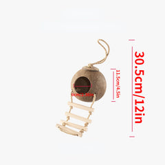 Coconut Bird Nest Hut Hanging House Shelter Nest With Ladder