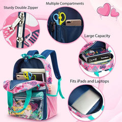 Heart Pattern School Bags Set for Boys - Backpack, Lunch Bag, Pencil Case Set