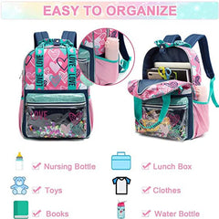 Heart Pattern School Bags Set for Boys - Backpack, Lunch Bag, Pencil Case Set