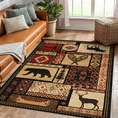 Vintage Rustic Area Rugs Soft Carpet Non-slip for Living Room