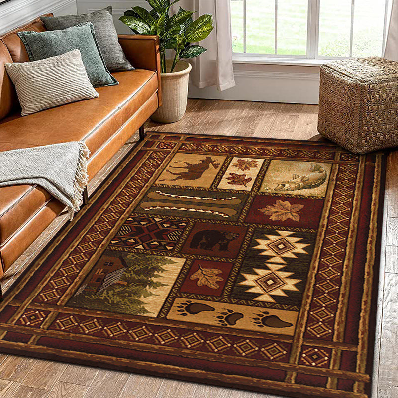 Vintage Rustic Area Rugs Soft Carpet Non-slip for Living Room