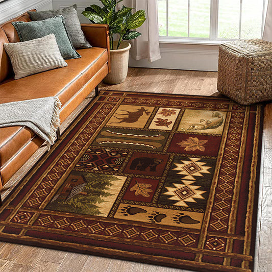 Vintage Rustic Area Rugs Soft Carpet Non-slip for Living Room