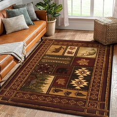 Vintage Rustic Area Rugs Soft Carpet Non-slip for Living Room