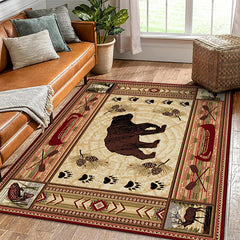 Vintage Rustic Area Rugs Soft Carpet Non-slip for Living Room