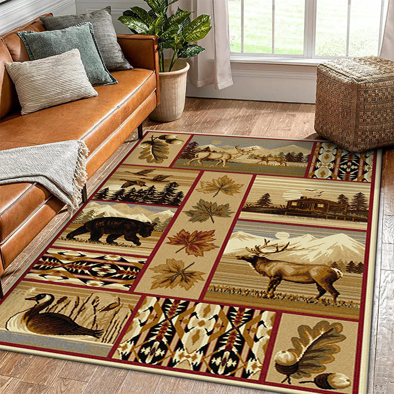 Vintage Rustic Area Rugs Soft Carpet Non-slip for Living Room