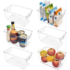 2pcs Clear Plastic Pantry Organizer Bins Food Storage Bins With Handles