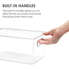 2pcs Clear Plastic Pantry Organizer Bins Food Storage Bins With Handles