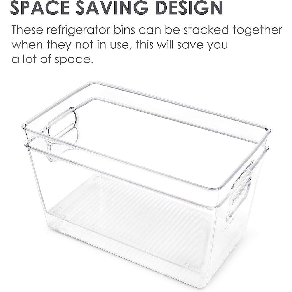 2pcs Clear Plastic Pantry Organizer Bins Food Storage Bins With Handles