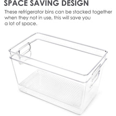 2pcs Clear Plastic Pantry Organizer Bins Food Storage Bins With Handles
