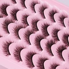 16 Pairs Natural Look Wispy False Eyelashes 12mm Short Faux Mink Cat Eye Lashes