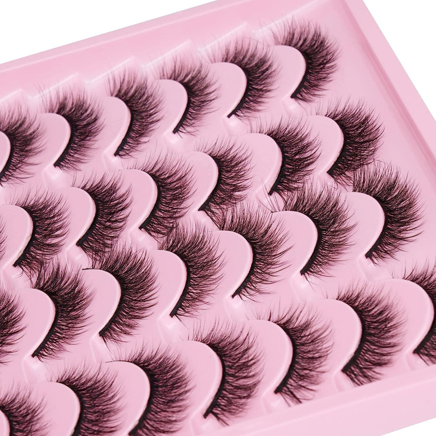 16 Pairs Natural Look Wispy False Eyelashes 12mm Short Faux Mink Cat Eye Lashes