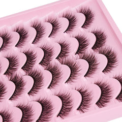 16 Pairs Natural Look Wispy False Eyelashes 12mm Short Faux Mink Cat Eye Lashes