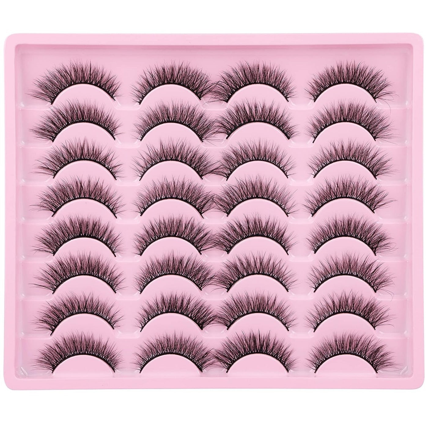 16 Pairs Natural Look Wispy False Eyelashes 12mm Short Faux Mink Cat Eye Lashes