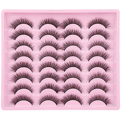 16 Pairs Natural Look Wispy False Eyelashes 12mm Short Faux Mink Cat Eye Lashes