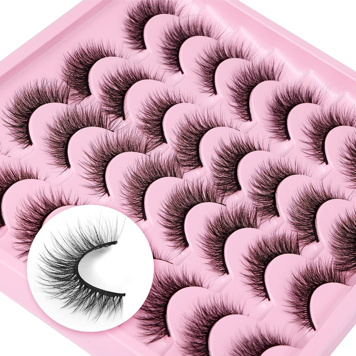 16 Pairs Natural Look Wispy False Eyelashes 12mm Short Faux Mink Cat Eye Lashes