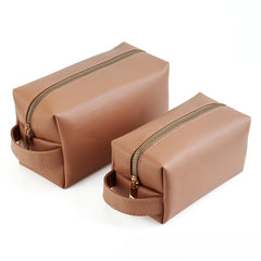 Minimalism PU Leather Cosmetic Bag for Women, Portable Makeup Storage Purse