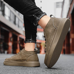 Men's PU Leather Skate Shoes Lace up Sneakers Casual Walking Shoes